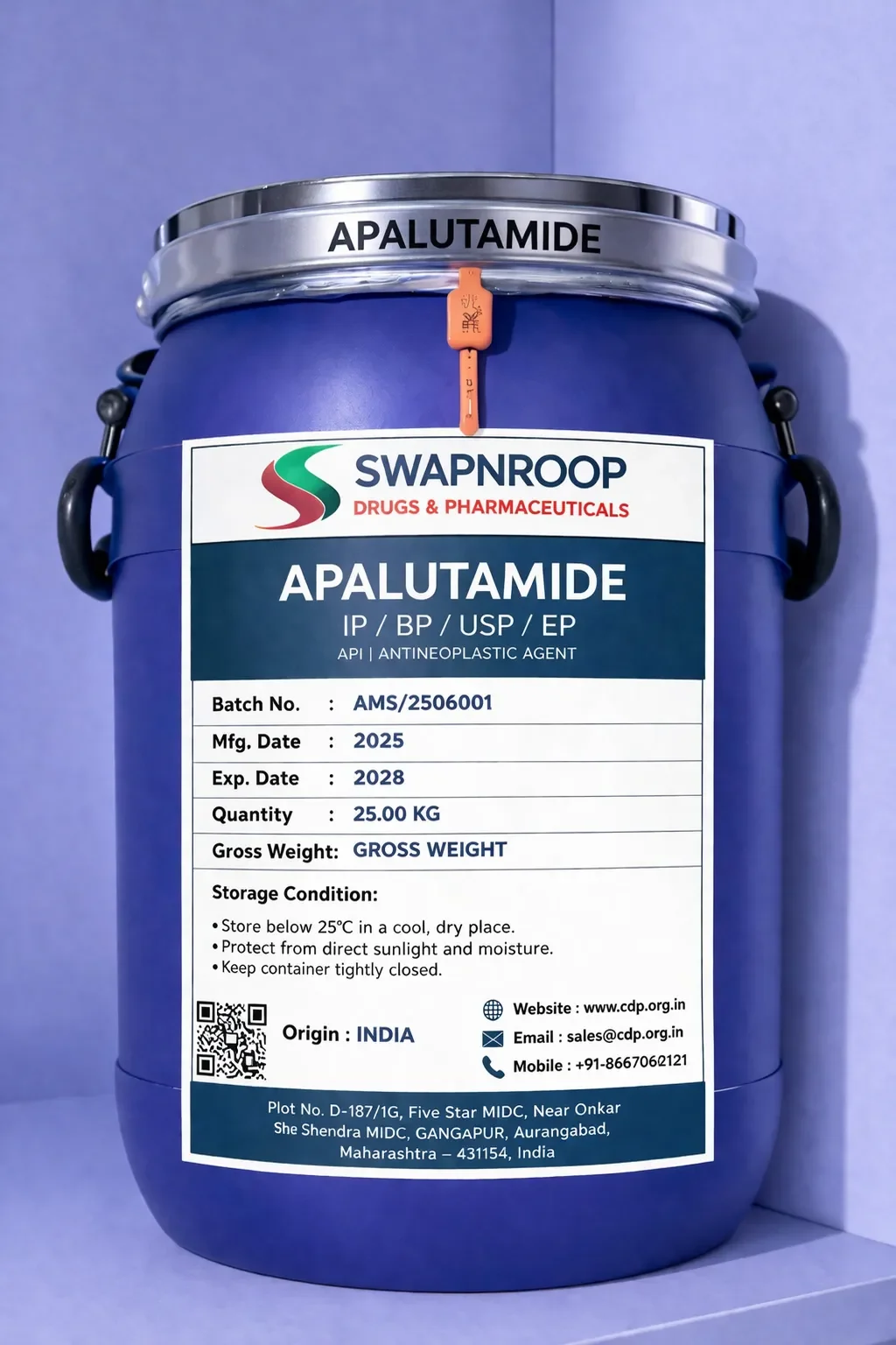 Apalutamide API Manufacturer and Bulk Supplier in Maharashtra, India – Swapnroop Pharma